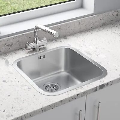 Sinkoro Undermount Kitchen Sink Stainless Steel Single Bowl Brushed Square Waste • £59.97