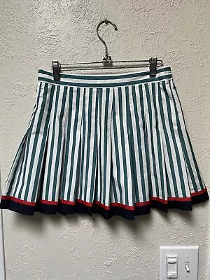 Vintage TAIL Womens Size 8 Golf Tennis Pleated Skirt Green And White Stripes USA • $16.99