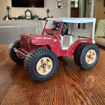 Vintage Tonka Red Jeep Dune Buggy 1968-70 Metal Toy 10” X 8  W/ Top • $20