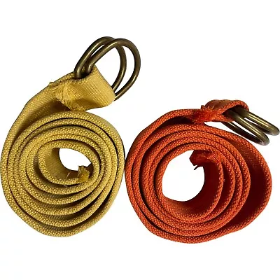Men's Thick Yellow & Orange Canvas D-ring Belts Length: 47  2 Pcs Pack • $12.50
