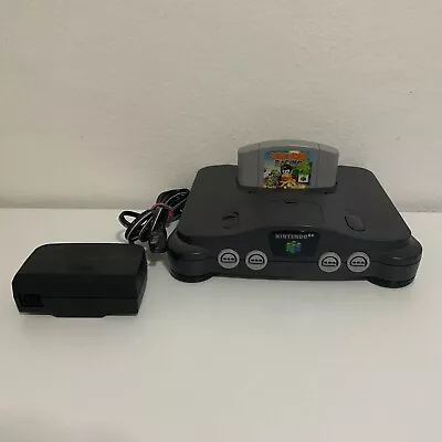 Nintendo N64 Game System Console Charcoal Gray & Diddy Kong Racing Tested • $49.99