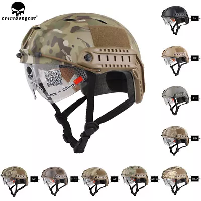 Emerson Tactical BJ Type FAST Helmet Protective Bump Base Jump Helmet W/ Glasses • £49.25