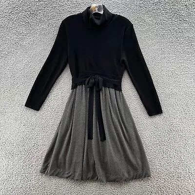 Moth Dress Womens Medium Gray Black Fit Flare Turtleneck Midi Sweater Dress • $20.23