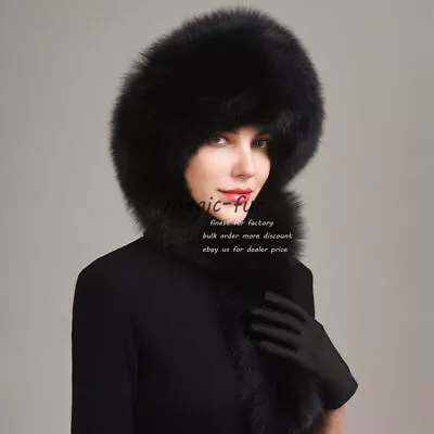 1 Set Women Real Fox Full Fur Hat & Fur Scarf Shapka Russian Ushanka Hat Ski Cap • $56