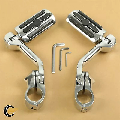 Chrome Long Motorcycle Highway Foot Pegs For Harley Street Glide Road King • $39.90