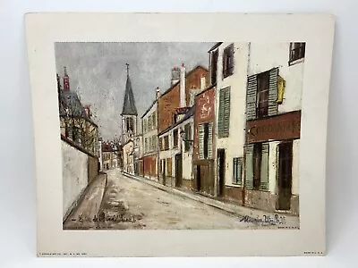 Vintage Maurice Utrillo Eglise De Strins (Seine) Lithograph Print Signed 11x13 • $19.95