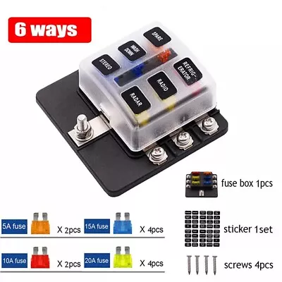 6-Way Blade Fuse Box Block Holder LED Indicator Light Kit For 12V 24V Car Marine • $15.99