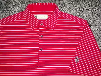 Men's DONALD ROSS Sportswear Polo M DARK FUCHSIA W/Stripes W/MUIRFIELD VILLAGE • $15