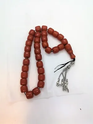 Vintage Natural Red Amber Kahraman Gemstone Muslim Beads Islam Prayer Sabha • $300