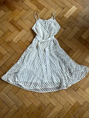 Trina Turk White Mesh/lace Dress LA Designer Bought In West Hollywood US Size 8 • £35