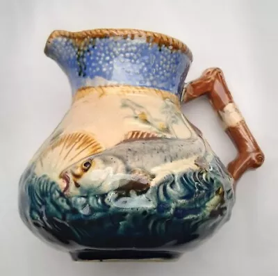 Majolica Sea Bass Pitcher Jug Rare Piece China Ocean Sea • £16