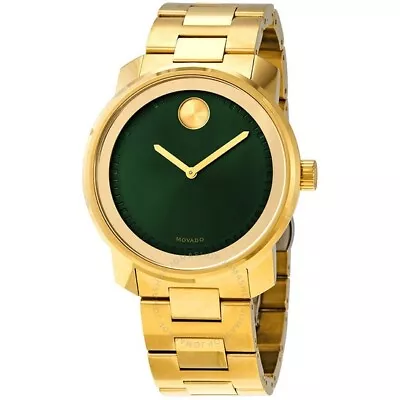 Movado Bold 3600582 Green Dial Gold Tone Stainless Steel Mens Watch • $379.99