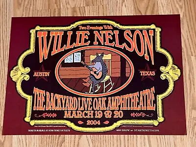 $100 • Buy Original Willie Nelson Armadillo Concert Poster From Austin Texas Shows