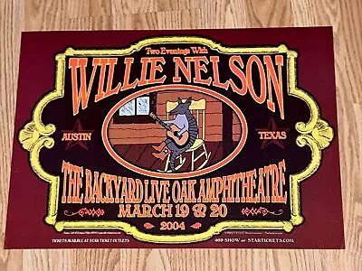 Original Willie Nelson Armadillo Concert Poster From Austin Texas Shows • $100