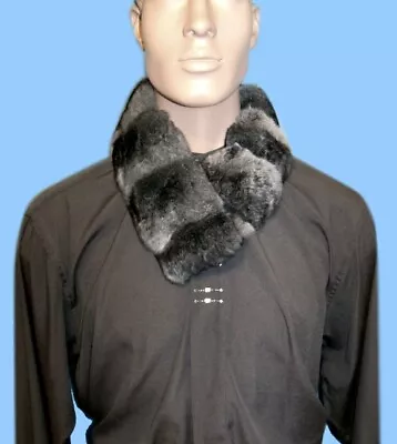 New MENS GENUINE CHINCHILLA FUR NECK WRAP-SCARF Style SCC-GREAT WITH ANY COAT! • $189.95