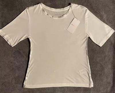 NWT Zadig &Voltaire Women's White Sheer Round Neck Foil Top Size XS • $80