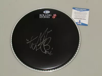 ROLLING STONES CHARLIE WATTS  Hand Signed Drumskin + BECKETT COA *BUY GENUINE* • $989