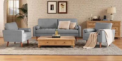 Modern Living Room 3 Seater Sofa Upholstered Couch Like Linen Fabric Loveseat • $189.99