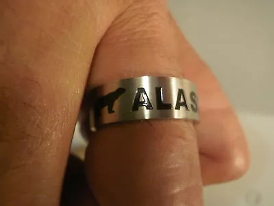 Stainless Steel Ring Alaska Surgical Metal Man Or Woman Band Bear Moose Silver • $7.17