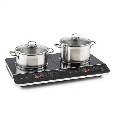 Induction Cooker Double 2 Ring Timer Glass Ceramic Electric Hot Plate Hob Black • £127.99