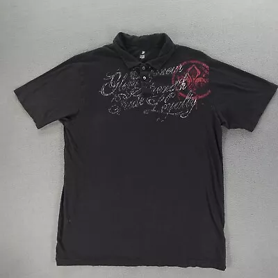 JF J.Ferrar Men's Black Graphic Short Sleeve Polo Shirt Size XLT • $14.99