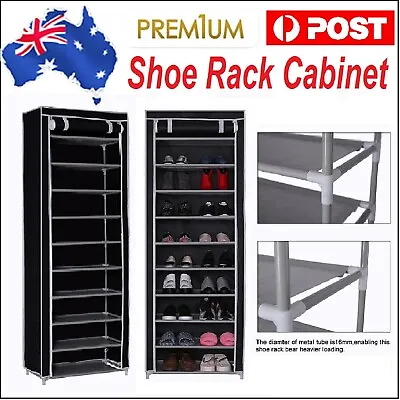 $39.99 • Buy New Shoe Rack 10 Tier Shelves Compact Shoes Cabinet Storage 27 Pairs Steel Stand