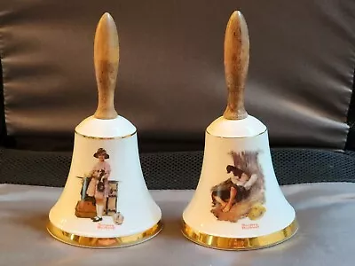 Set Of 2 Vintage Norman Rockwell School Days Porcelain Bells By Viletta China • $7.99