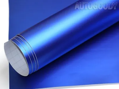 12  X 60  Satin Matte Chrome Metallic Deep Blue Vinyl Film Wrap Bubble Free • $8.82