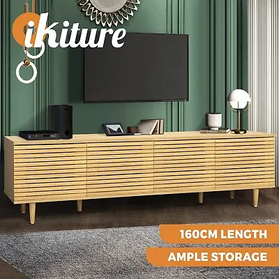 $209.90 • Buy Oikiture TV Cabinet Entertainment Unit Stand Storage Unique Door Furniture 160CM