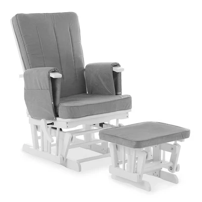 £239 • Buy Obaby Deluxe Reclining Glider Chair And Stool (White With Grey) - Nursing