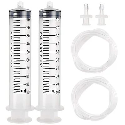 2pcs 100ml Plastic Syringe & 2pcs 47in Handy Plastic Tubing And Luer Connections • $12.15