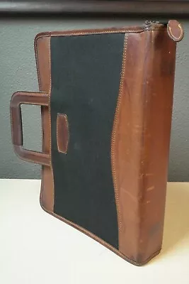 Vintage Daytimer Day Planner Distressed Leather & Canvass 2” Ring Portfolio • $39.99