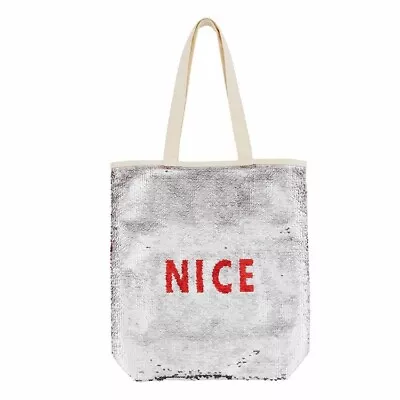 Mud Pie Women's Christmas Silver  Sequin Tote Bag  NICE  15.5  X 14.5  NEW • $12