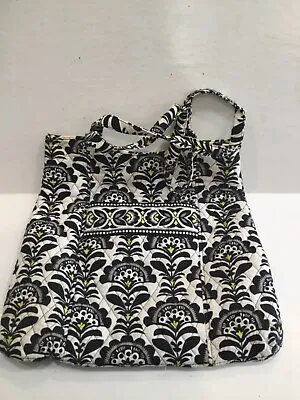 Vera Bradley Curvy Tote FANFARE SIGNATURE RETIRED Slim Profile Black White • $19.99