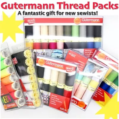 £14.50 • Buy Gütermann Thread PACKS 100m Reels Of Sew-All And Cotton Machine Sewing Thread