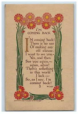 C.1910 Volland Arts And Crafts Poem Floral Border Vintage Postcard F51 • $27.50