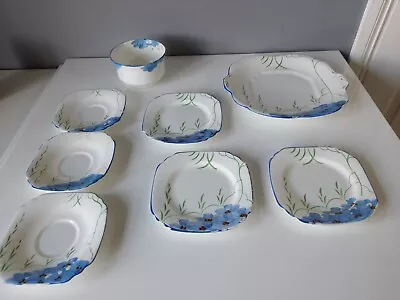 8 Pieces Of Collingwood Bone China BLUE FLORINDA - Hand Painted - 1930's • £9.50