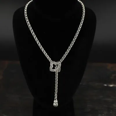 $207.99 • Buy DAVID YURMAN Lab Created Diamond Quatrefoil Lariat Necklace 14K White Gold Over