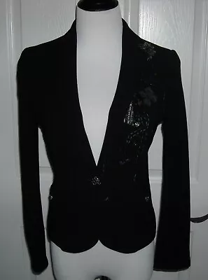 NWOT Women's Moschino Embroidered Blazer Size 6 Black Made In Italy • $89.99