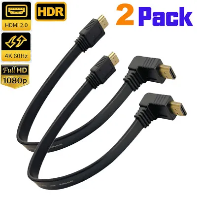 2X Short HDR HDMI 2.0 Cable 4K 60Hz 90 Degree Angled Laptop Monitor HDTV Cord US • $11.99