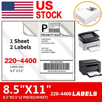 200-4000 Premium 8.5x5.5 Square Corner Shipping Labels Half Sheet Self Adhesive • $99.99