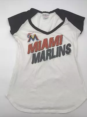 Miami Marlins T-Shirt Women Large Baseball V-Neck…T173 • $5.10