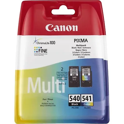 £39.99 • Buy Genuine Canon PG-540 Black & CL-541 Colour Ink Cartridges For PIXMA MG3150