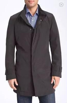 NEW Mens Hugo BOSS The Pander Trench Coat / Jacket In Black - Size UK 40 EUR 50 • $300.48