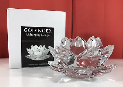 Crystal Votive Holder ~ Water Lily Shaped ~ Shannon By Godinger ~ NEW In Box • $11.95