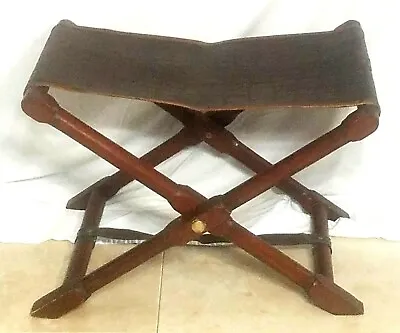 Vtg Baker Furniture Milling Road Collection Leather Folding Bench Chair MCM • $480