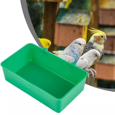 Parrot Bird Water Bath Tub For Pet Cage Hanging Bowl Parakeet Food Feeder Box • £3.83