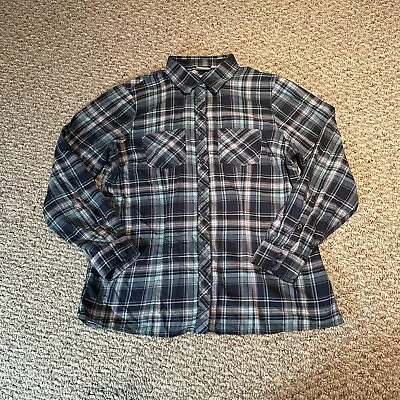 LL Bean Shirt Womens Small Blue Plaid Light Long Sleeve Cotton Button Down S • $16.98