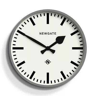 £27.50 • Buy Wall Clock Round Plastic Grey Bold Modern Minimalist Station Black Newgate 37cm