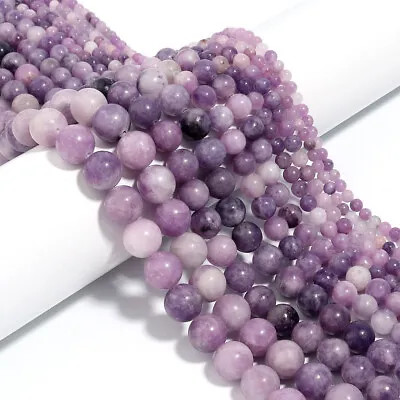 4-12mm Natural Gemstone Purple Lepidolite Stone Round Spacer Bead Jewelry Making • $6.99
